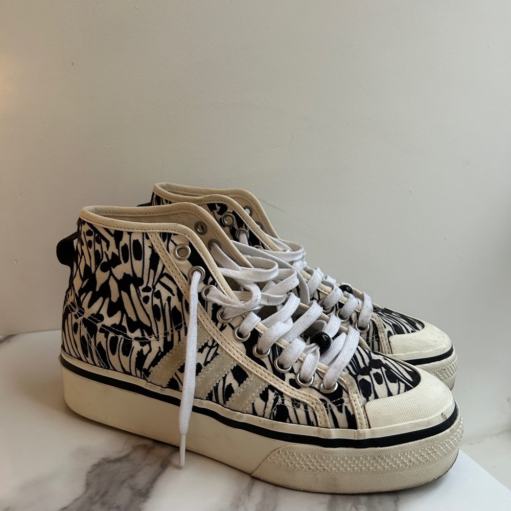 adidas Nizza High-Top Black and White Sneakers